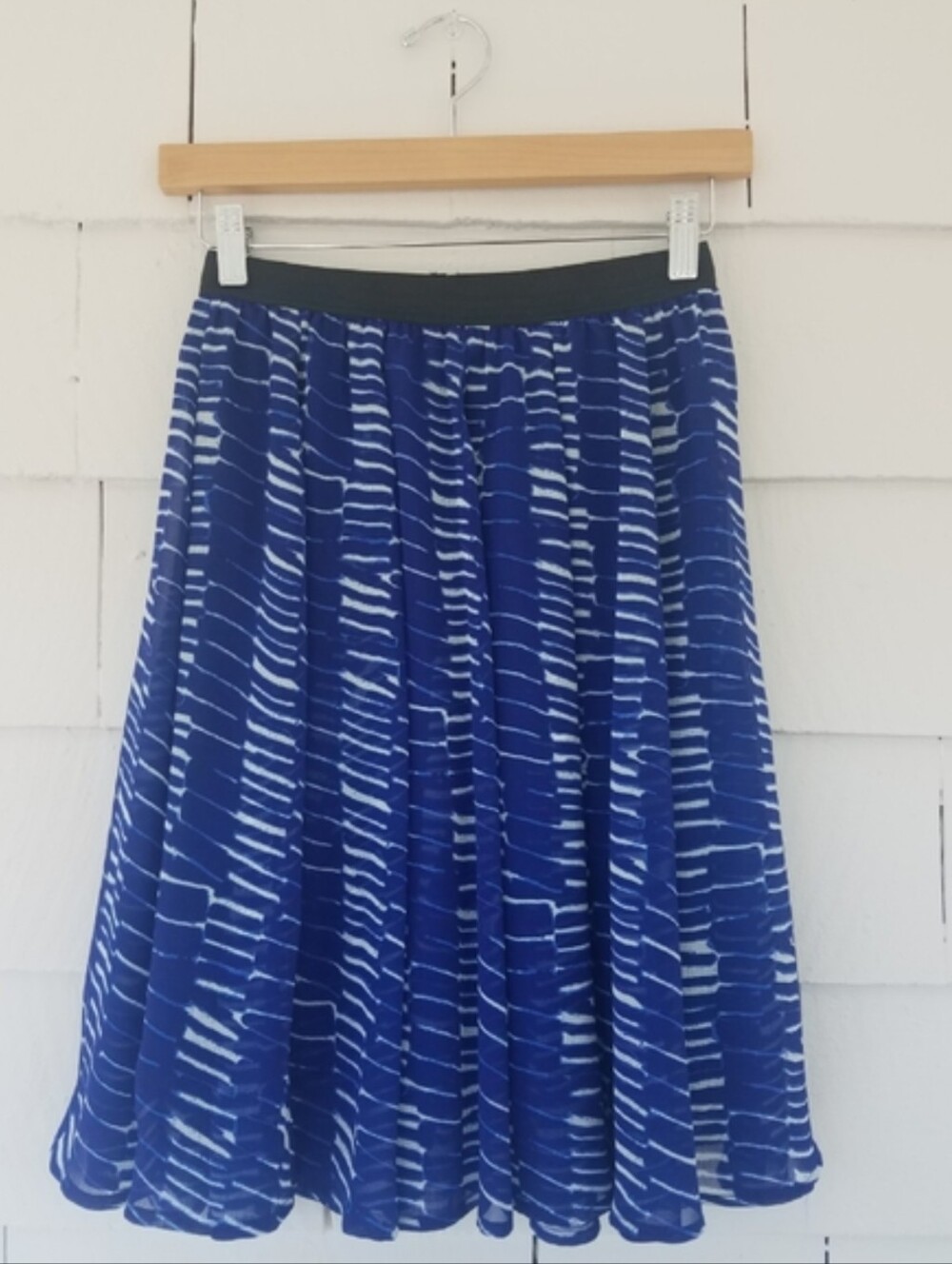 K. By Kersh Blue White Patterned Midi Skirt Small